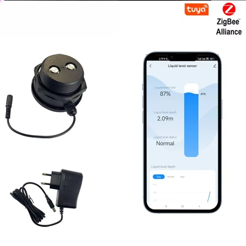 Tuya Smart - TLC2206-ZB Tuya対応、リアルタイムアラーム機能付きスマートWi-Fi/Zigbee超音波式液面レベルセンサー（水槽用）
