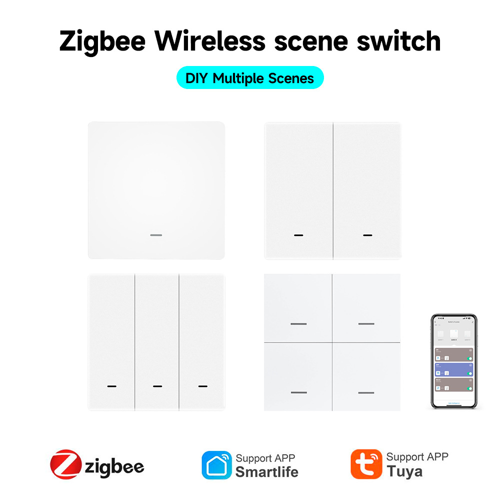 Sonoff - Tuya ZigBee 3.0 スマートシーンスイッチワイヤレス無料ステッカー壁シーンスイッチプッシュボタンバッテリー駆動送信機 Alexa