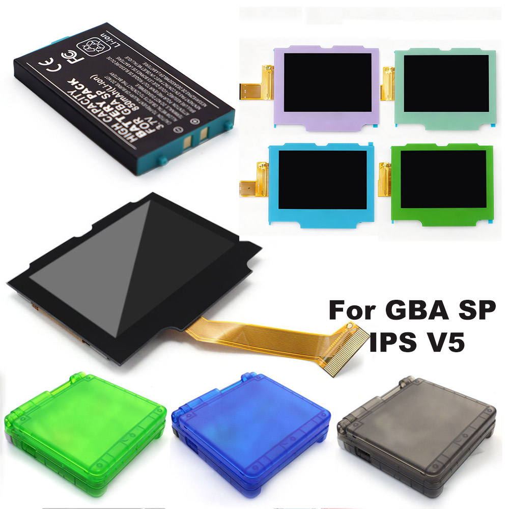Shelly Plug - GBA SP用 IPS LCD V5キット。貼り付け式で、高輝度、720×480の解像度、バックライト付きディスプレイ。交換が簡単で、すぐに使用できます。