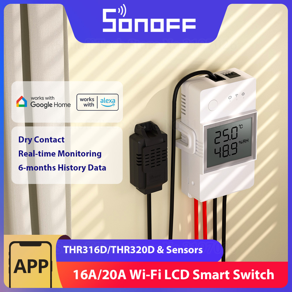 Sonoff Mini R4 - Sensoff-接続された温度および湿度センサー,LCDディスプレイ,UV 316d/無煙320d,16a/20a,ドライコンタクト,エラーによるモニタリング