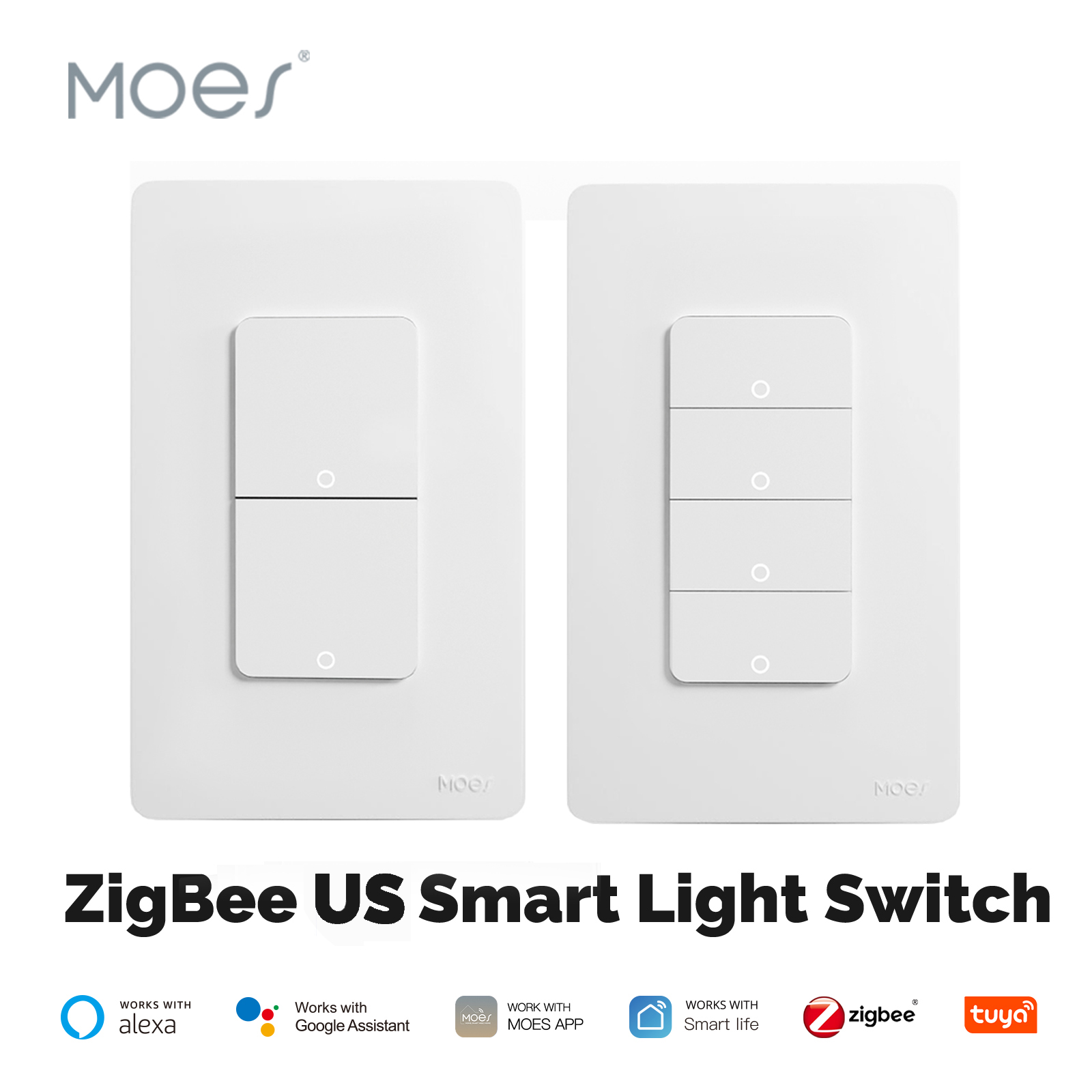 Sonoff Basic - MOES Tuya ZigBee スマートライトスイッチ US プッシュボタン壁スイッチ