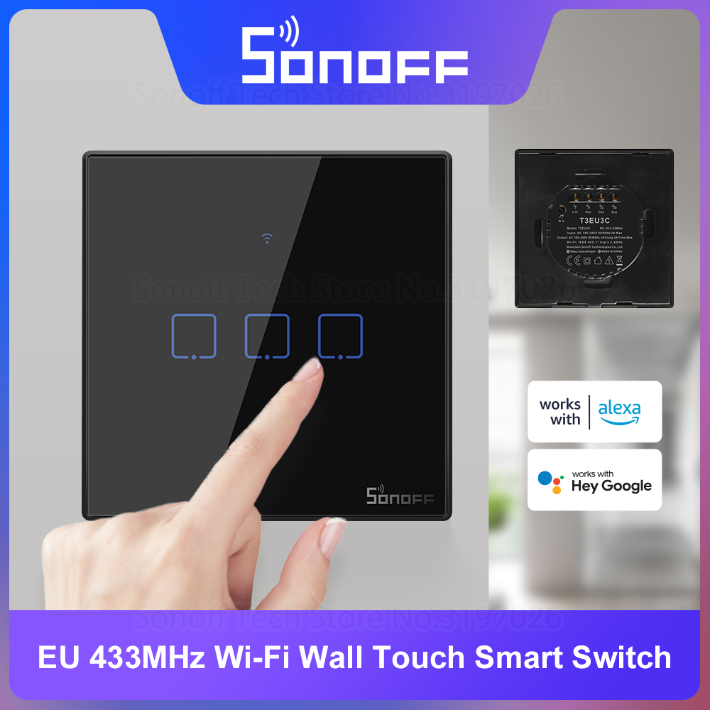 スマートタッチ壁スイッチ,白,黒,リモコン,433mhz,e - Sonoff Basic のレビューと価格