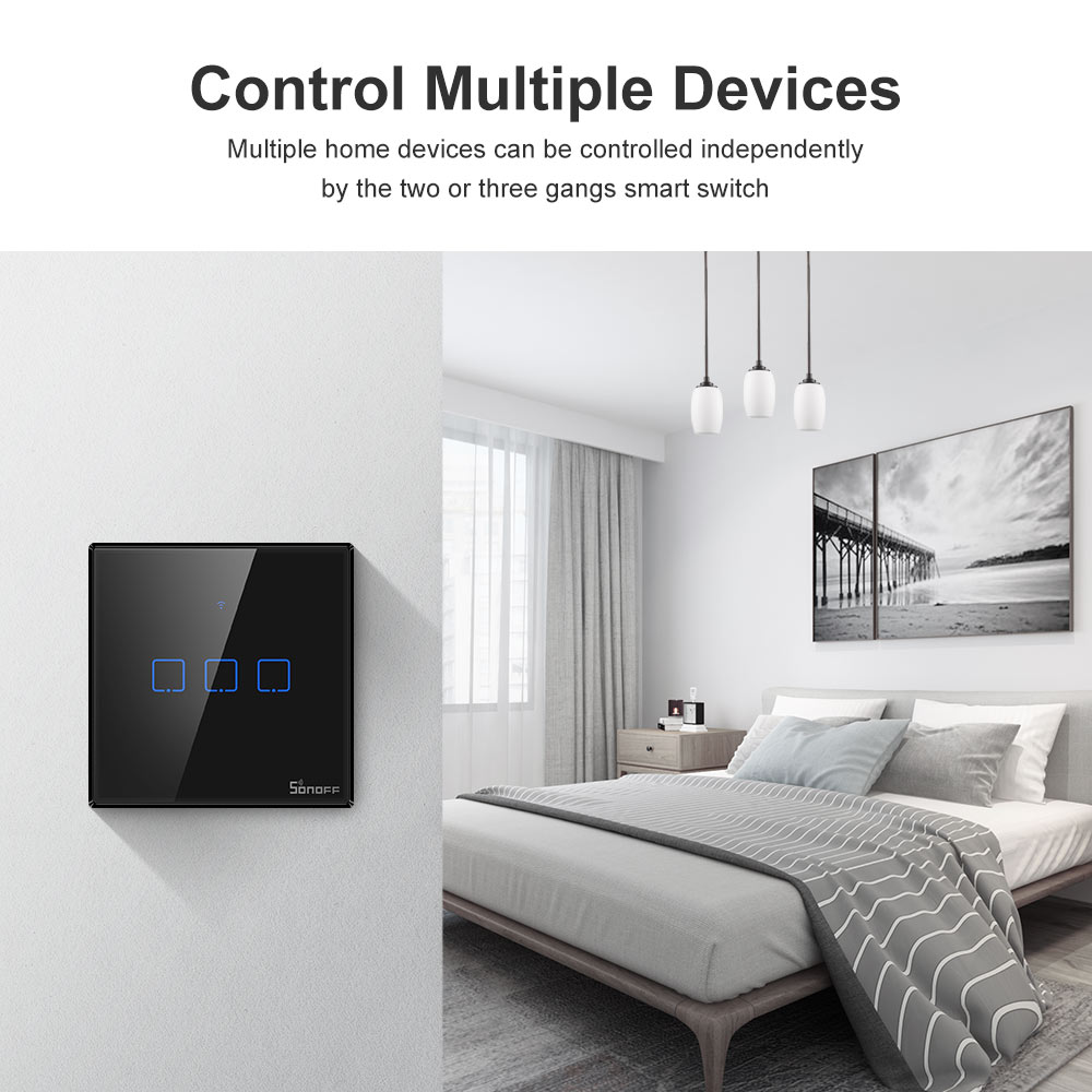 スマートタッチ壁スイッチ,白,黒,リモコン,433mhz,e - Sonoff Basic のレビューと価格