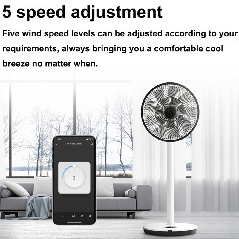 スマート Wifi ファンスイッチ 5 速度制御 EU シー - Tuya Smart のレビューと価格