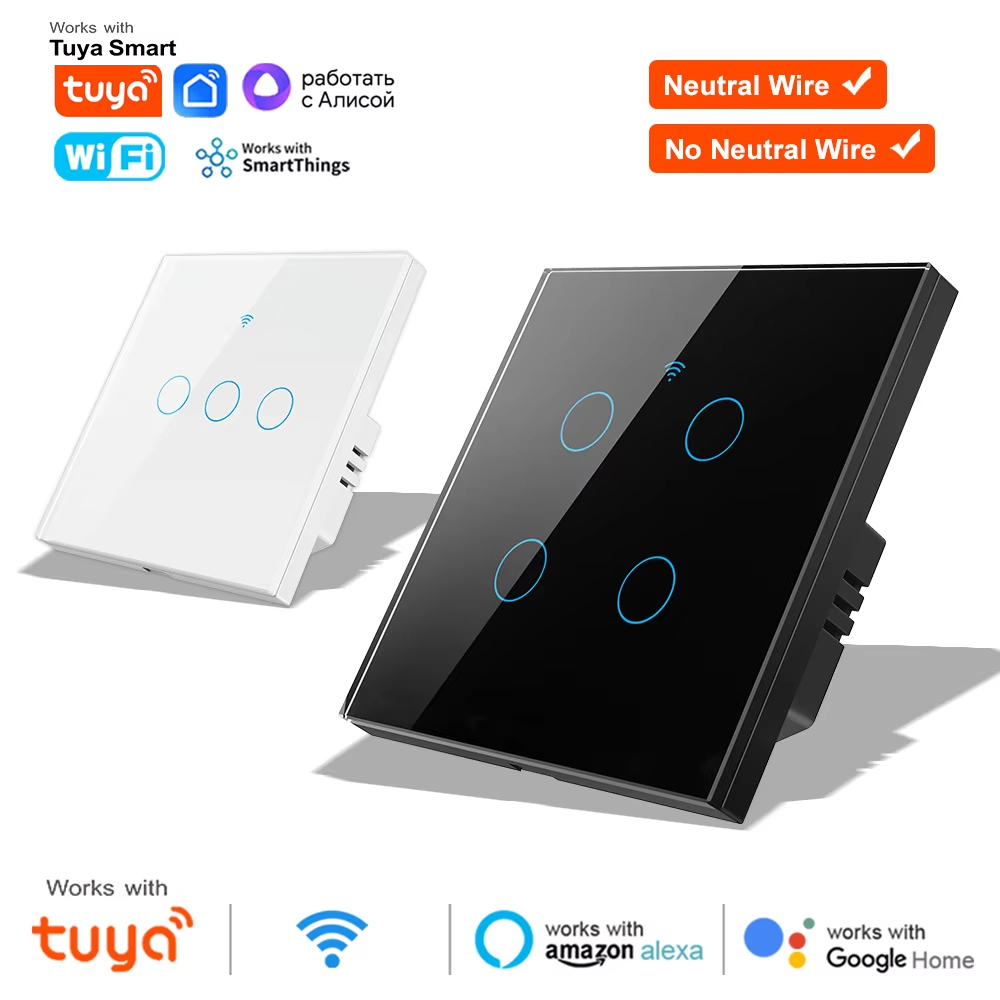 1 2 3 4連ギャングWiFi RF 433mhzタッチウ - Smart Relay Tuya のレビューと価格
